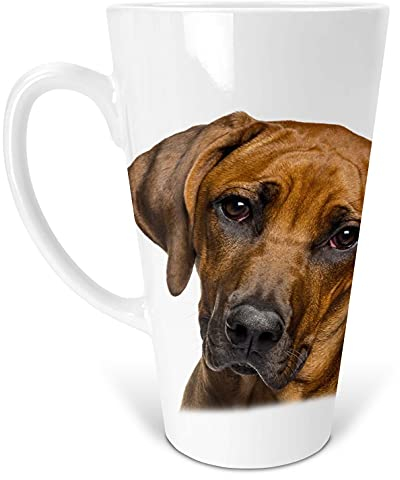 Merchandise for Fans Latte Macchiato Becher Kaffeebecher aus Keramik mit Fotodruck - 450ml - Motiv: Rhodesian Ridgeback |001