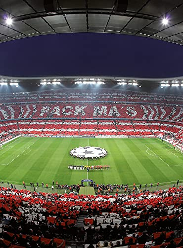 Fototapete FCB München Fußball Stadion Allianz Arena Schlafzimmer Wohnzimmer | 1,92 m x 2,6 m | Rot, Weiß, Grün, Schwarz, Blau
