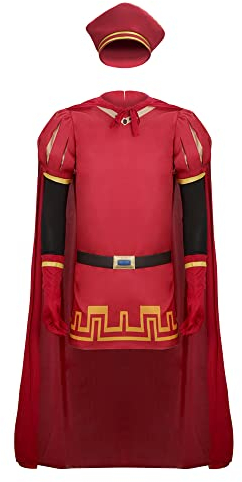 LIKUNGOU Königsgewand Farquaad Cosplay Kostüm komplettes Set mit Hut rotes Outfit für Herren Erwachsene Halloween Weihnachten Verkleidung (S)
