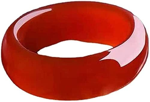 BXSMNH Natürliche Achat-rote Jade-Ring-Schmuckband-Ring-Jade-Steine-Schmuck-Ringe Für Frauen Mit Vorzüglicher Geschenkbox (Color : Red, Size : 21mm)