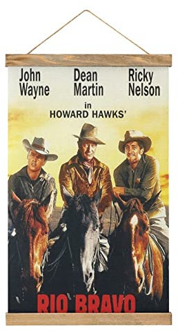 YBEL Rio Bravo Film-Scroll-Poster, Stoffbild, Kunst, Holzrahmen, zum Aufhängen, Druck, Aufhänger für Raumdekoration, Öl-Leinwand-Set, Geschenk