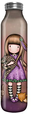 Gorjuss Santoro - Borraccia termica in metallo, 600 ml, per il rientro a scuola, per ragazze, bambini, lei (Be Kind To All Creatures) | Simpatico regalo per ragazze
