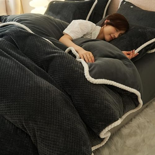 TGPOLI BettwäSche 4teilig-Luxus PlüSch BettwäSche Set-Flanell-Bettbezug, Dicke, Warme, Flauschige, Hautfreundliche BettwäSche Im Winter, Decke Zu Jeder Jahreszeit ErhäLtlich