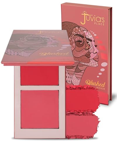 Juvia's Place Blushed Duo Blush Volume5 - Two Tone Pigmented Buildable Pressed Mineral Powder - Rosy Natural Cheeks Matte Fresh Finish for All Skin Color
