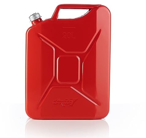 Oxid7 Kraftstoffkanister 20 Liter aus Metall mit Schraubverschluss | Benzin, Diesel & Bio-Ethanol geeignet | 20L Benzin-Kanister mit UN-Zulassung & Bauart geprüft