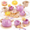 AOLEVA Teeservice Holz Tee Set Kinderküche Zubehör Teeparty Spielküche Holzspielzeug Rollenspiele Geschenk für Kinder Mädchen Jungen