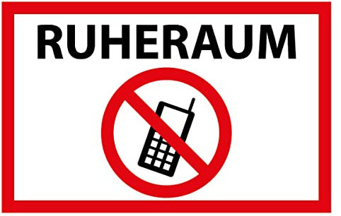 mrdeco Metall Schild 30x40cm gewölbt Hinweis Ruheraum Handy verboten Deko Blechschild Tin Sign