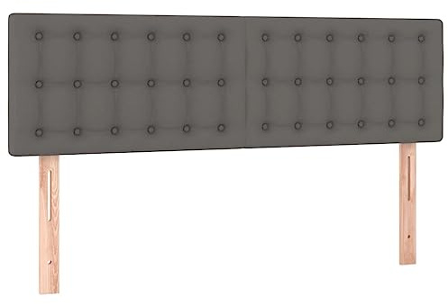 vidaXL LED Kopfteil Grau 144x5x78/88 cm Kunstleder