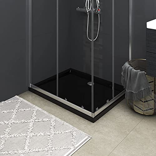 ZHOUMIN Shower Tray, Shower Cabin, Edge Shower Tray, Non-Slip Shower Tray, Rectangular Black ABS 70 x 90 cm
