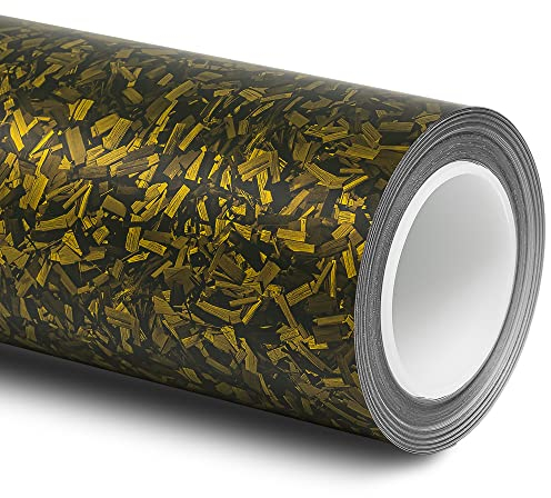 Folindo® 3D Forged Carbon Autofolie Gold Matt (20,8€/m²) | 6 x 1,52 m | Selbstklebende Luftkanal Folie zur Auto Folierung | Blasenfrei