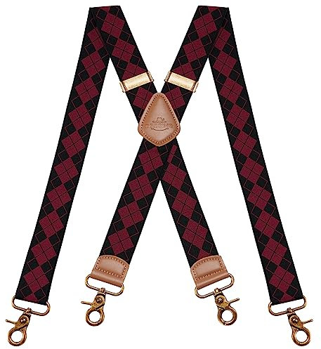 Dresime Hosenträger für Herren mit 4 starken Haken-Clips, X Form elastisch einstellbar Hosenträger für Männer und Damen Arbeitshosen Stark Motorradhose Overalls Jeans