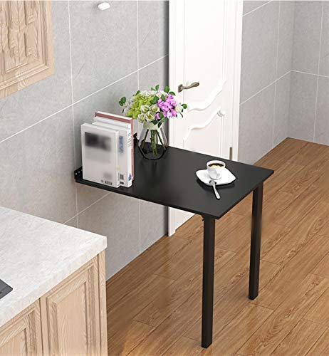 Wandmontierter Computertisch, versteckter hölzerner Klapp-Hängetisch für Esstisch, Schreibtisch, platzsparend, mehrere Größen, 3 Farben (Holz 80 x 40 cm/32 x 16 Zoll) (Schwarz 80 x 60 cm/32 x 24 Zoll)