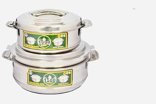 Stainless Steel Hot Cold Food Insulated Casserole Double Wall Hot Pot Set of 1000Ml & 1500Ml.