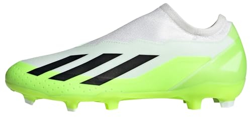 adidas Unisex X CRAZYFAST.3 LL FG Fußballschuhe, Cloud White/Core Black/Lucid Lemon, 45 1/3 EU