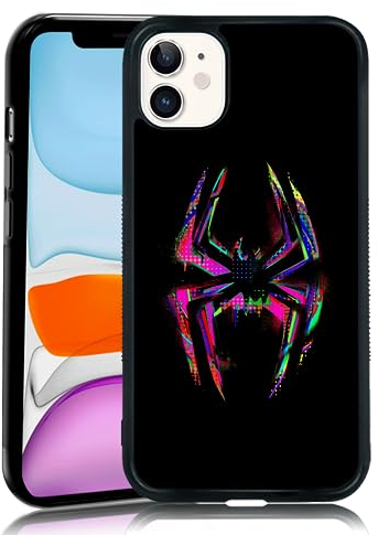 MMYAJT Morales Punk Gwen Handyhülle, passend für iPhone 11, schwarzes Spiderverse, TPU, stoßfeste Schutzhülle, niedlich, Bunte Spinne, Geschenk für Jungen, Mädchen, Männer, Wome
