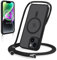 Yoedge Magnética Funda para iPhone 14/iPhone 13 6,1 con Cuerda, Compatible con MagSafe, Carcasa Mate Translúcida PC Suave TPU Antigolpes Protectora Case con Ajustable Cordon Colgante Cadena, Negro