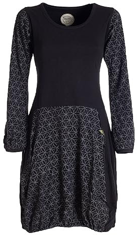 Vishes - Alternative Bekleidung - Langarm Damen-Keid Ballon-Kleid Shirt-Kleid kurz Loose fit schwarz 38