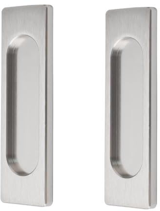 MOROBOR 2 maniglie autoadesive rettangolari per porte scorrevoli, in lega di alluminio, senza punzonatura, per porte scorrevoli, finestre, armadi (acciaio spazzolato, 100 mm)