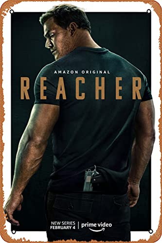 Muecddoa Reacher (Alan Ritchson, Jack Reacher) TV-Show-Poster Blechschild Film Film Kino Theater 20,3 x 30,5 cm – Vintage Metall-Blechschild für Zuhause, Bar, Pub, Garage, Dekoration, Geschenke