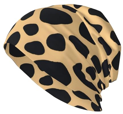 YYHWHJDE Strickmütze für Erwachsene, Leopardenmuster, weiche und bequeme Beanie, für Outdoor-Aktivitäten und Reisen, Schwarz, Schwarz, Einheitsgr��e