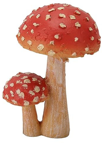 Wnvivi Statue de champignon en résine, statue de jardin en forme de champignon à 2 têtes, décoration de jardin féérique réaliste