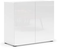 möbelando Sideboard >Mister< in Weiss, Lack Hochglanz - 90x80x38cm (BxHxT)