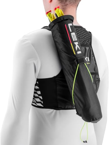 LEKI Unisex Trail Running Quiver Vest, Black-white-bright Red, S EU