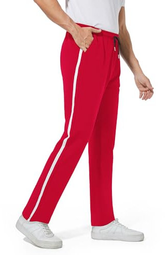 FGFD&OU Pantaloni Sportivi Uomo in Cotone Pantaloni da Jogging Palestra Joggers Pantaloni Slim Fit con Elastico Pantaloni Lunghi da Tuta per Running Fitness (Rosso, S)