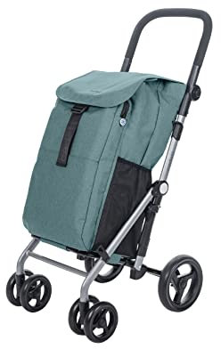 Carlett - Classic Duo | Carrello della spesa pieghevole con gancio gratuito | Carrello della spesa per impieghi gravosi | 4 ruote | Manubrio regolabile con freno | Verde