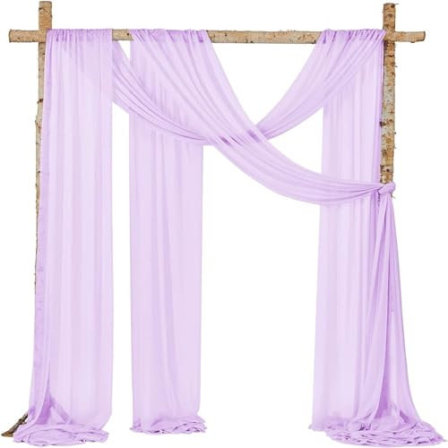 Lukery 1 Pannelli Drappeggio di Arco di Nozze, Tende ad Arco per Matrimoni in Tessuto Chiffon Tulle Matrimonio per Tendaggi Arco (75cm*600cm,Viola Chiaro)