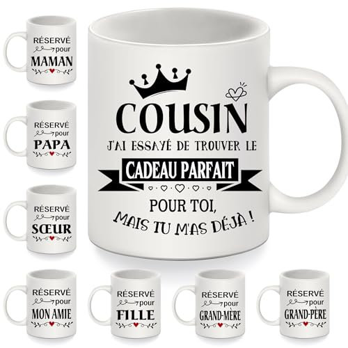 Tasse Drôle pour Cousin - J'ai Essayé de Trouver le Cadeau Parfait pour Toi mais Tu M'as Déjà - Cadeau d'Anniversaire, de Noël, Tasse à Café pour Hommes