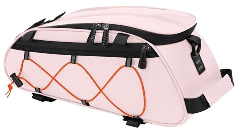 MOSISO Sacoche Porte-Vélo avec 2 Amovible Panniers, Sac à Main de Rangement étanche pour Glacière de Coffre, Sac de Siège Arrière de Vélo Isolé, Rangement Bagages de Cyclisme,Rose