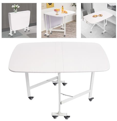 Hanmorfarbi Dreifach Klappbarer, Mobiler Esstisch FüR Den Hausgebrauch Mit Sechs Rollen, 100 Kg Tragkraft, 120 X 80 cm GroßE Tischplatte, Multifunktionaler Tisch