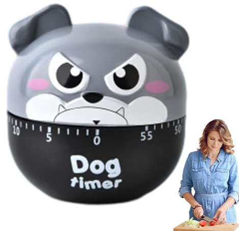 Kids Cartoon Timer - 60-Minuten-manueller Timer für Küche & Studium, keine Batterien erforderlich | Frosch, Panda, Welpen, Tomaten Designs | Lustiger Tier-Timer zum Backen, Kochen und Lernen