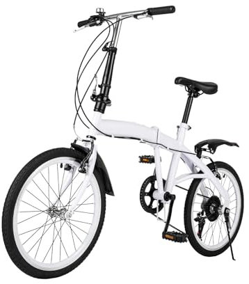 jiumxliu 20 Zoll Faltrad Weiße Faltbare Fahrrad klapprad klappfahrrad Erwachsene 6-Gang Klapprad für Kinder und Erwachsene geeignet 20 Zoll radräder 90 kg max tragkraft