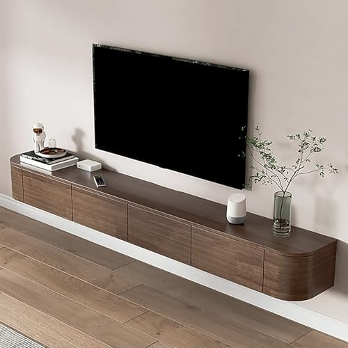 Coubird TV Schrank hängend Wandmontiert Rustikal Braun Holz Großer Schwebende TV Regale Türen & Schublade Moderne Entertainment TV Konsole Aufbewahrung TV Unterbau (180cm/70in)