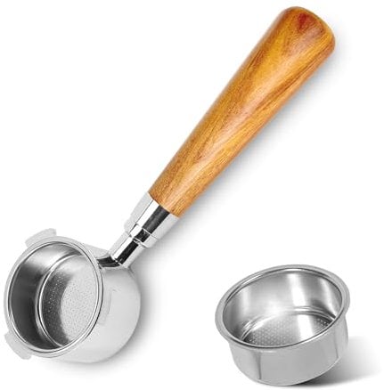 Portafiltro Sin Fondo 51mm,3 Ear Portafiltro, Con Cesta De Filtro Para Espresso Y Mango De Madera áCida Roja, Accesorios Cafe Para Delonghi EC680 EC685 Cafetera