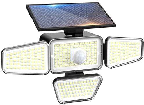 Peasur Solarlampen für Außen mit Bewegungsmelder, 318 LED solar lampe outdoor, IP65 Wasserdicht Solar Aussenleuchte für Garten Balkon Garage Zaun