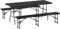 Outsunny Bierzeltgarnitur 3-teiliges Set Klappbar Campingtisch, 2 Bierbank mit Tragegriff, Rattanoptik, Biertischgarnitur Festzeltgarnitur für Balkon, Partyzelt, Garten 180 x 74 x 74 cm