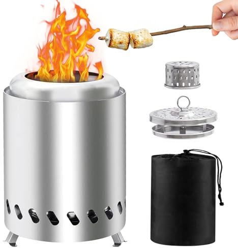 Vegena Petit brasero de table, sans fumée avec support, mini brasero de table portable, petit brasero de table en acier inoxydable pour camping, extérieur, terrasse, jardin, pique-nique