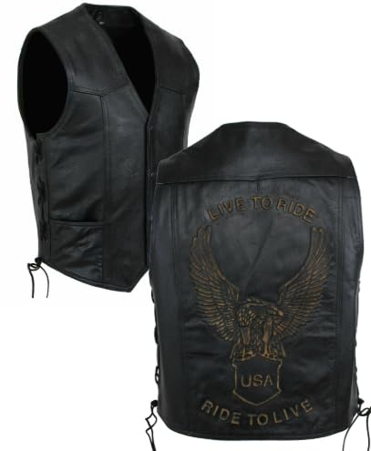 ALPHA SPEEDS Motorrad Lederweste Herren Lederweste Biker Weste LederKutte Biker Chopper Clubweste Rocker Kutte Custom Leather Vest