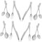 TOPPERFUN 4 Juegos juego de cuchillo y tenedor para bistec Utensilios para servir ensaladas cubiertos antiguos Acero inoxidable Silver