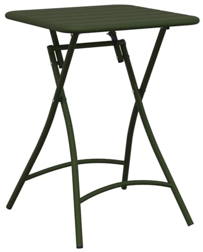 vidaXL Bistro Table Dark Green 55 x 55 x 72.5 cm Powder-coated Steel, Modern Square Folding Table, Outdoor Dining, Compact Steel Bistro, Weather Resistant Garden Furniture Space Saving