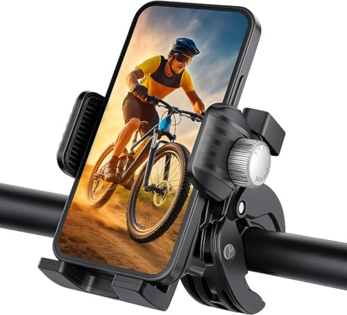 Poquitos Handyhalterung Fahrrad & Motorrad 360° – rutschfeste, stoßdämpfende Smartphone Halterung für Fahrrad, E-Bike & Roller – Werkzeuglos montierbar – Universal Handyhalter für iPhone & Android
