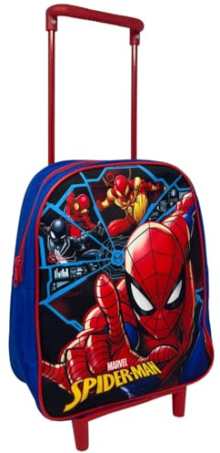Rucksack mit Trolley Schultasche Kindergarten Rucksack 28 cm mit Rollen und ausziehbarem Griff, Spiderman., 28 cm