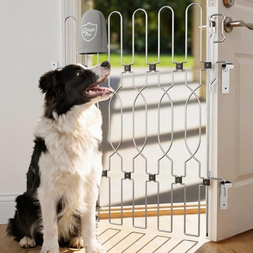Snagle Paw Einziehbar Metall Türschutzgitter für Haustüren, Anti-Ausbruch Türschutzgitter, 72cm Breite 88.5 cm Höhe Absperrgitter für Türöffnungen, Faltbar & Sicher Türgitter für Türöffnungen