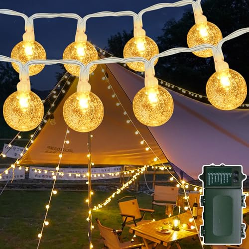 ANKOUJA Lichterkette Außen Batterie, 12M 100 LEDs Lichterkette Kugeln mit Timer IP65 Wasserdicht, Lichterkette Outdoor für Weihnachten Garten Party Deko