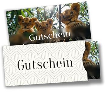 itenga Geschenkgutschein mit Hülle – Gutschein zum Selbst-Ausfüllen im Fotodesign, Postkarte im DIN-lang Format 21 × 9,8 cm, hochwertiger Karton mit Geschenkumschlag (Zoo)