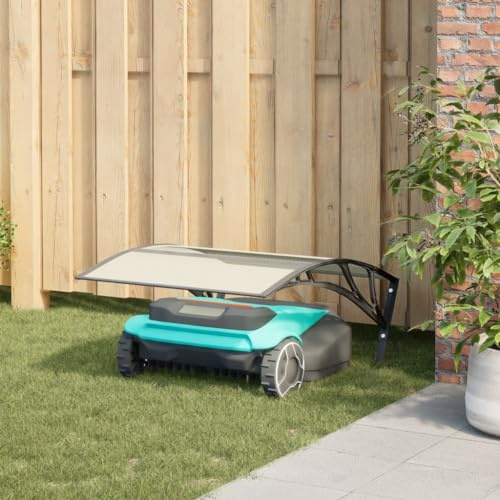 Robotermäher-Garage, Langlebig und Wetterfest für Rasenroboter, Multifunktional, Einfach zu Bedienen, Schwarz 80 X 101 X 46 cm, aus PC, Polypropylen, Metall, Aluminium