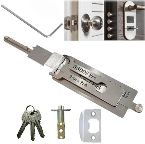SS002 Pro Lock Pick Tool,2-in-1 Pick & Decoder for S-Groove Door Lock & Auto,Stainless Steel Lock Picking Kit for Beginners,Repair and Maintenance Pick Locking Set,Key Decoder Lo/ck Pic/King Tool
